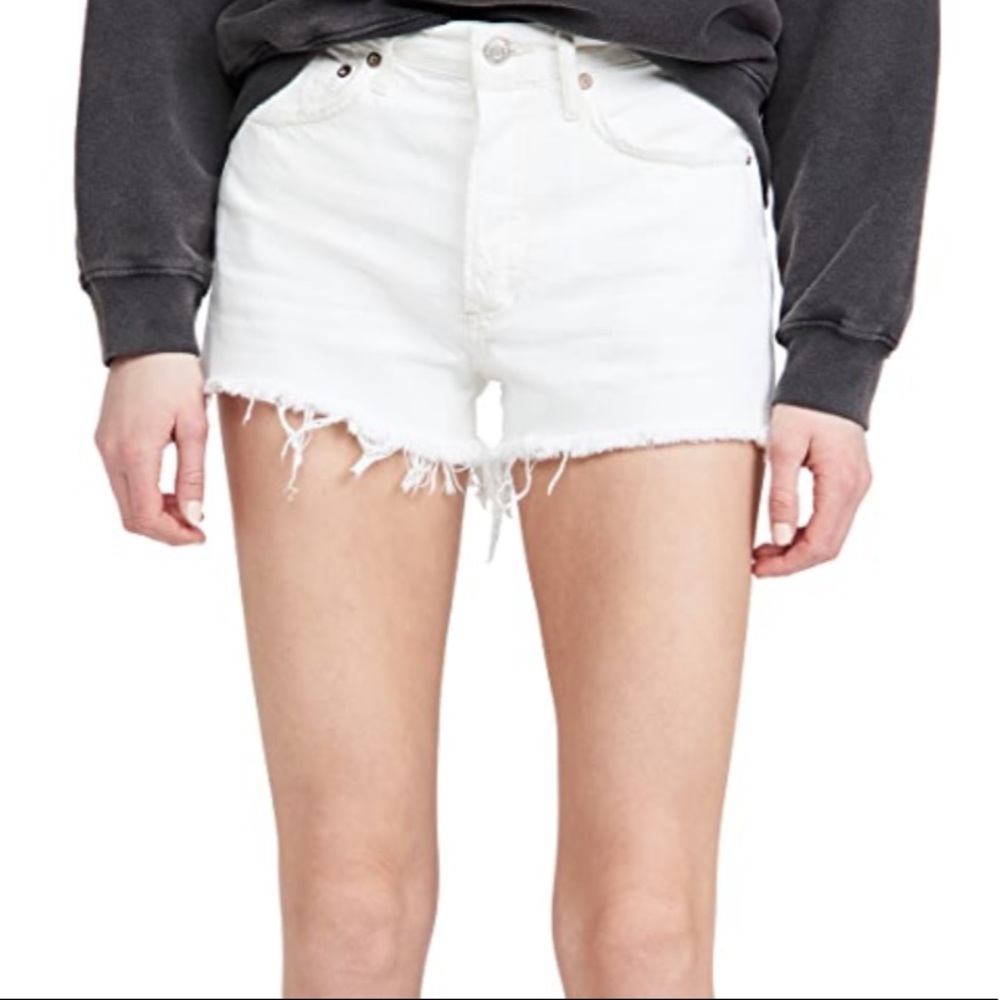AGOLDE Parker Vintage Cut Off Shorts White Button Fly Distressed Raw Hem 26